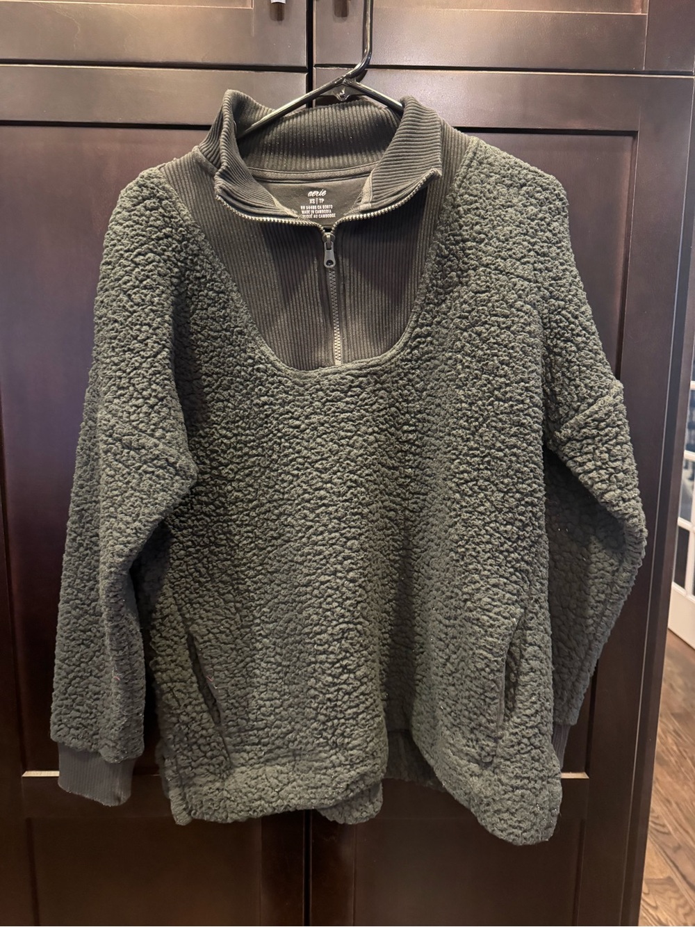 aerie charcoal Sherpa Half-Zip Pullover